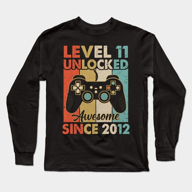 Level 11 Unlocked Awesome 2012 Video Game 11th Birthday Boy Long Sleeve T-Shirt by Bruce D Hubbard